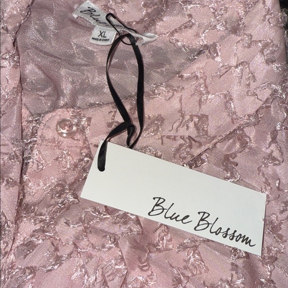 BLUE BLOSSOM button front pink fringe textured top XL NWT - Picture 9 of 9